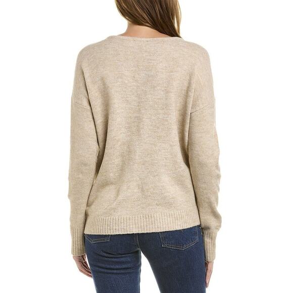 Vince Camuto Women Beige Cable Knit Tie Front Relaxed Casual Sweater Size XS - Picture 2 of 2